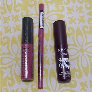 2/$20 NYX Lip Bundle 3 Pinky Berry Colors Sealed Lip Liner Lip Cream Matte Cream